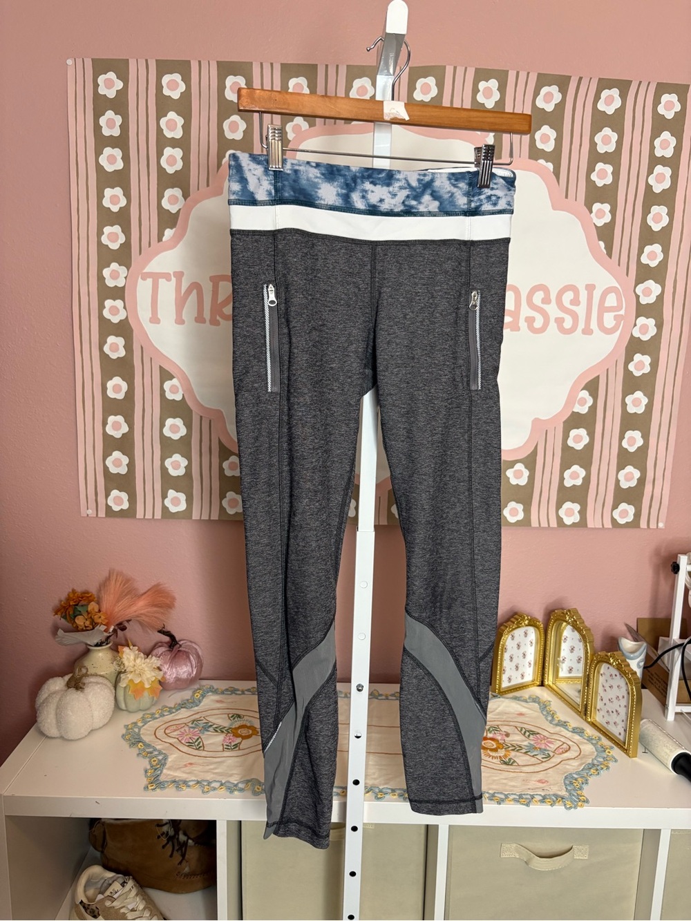 Lululemon Inspire Tight II (Mesh) running Leggings Gray & Blue Size 6